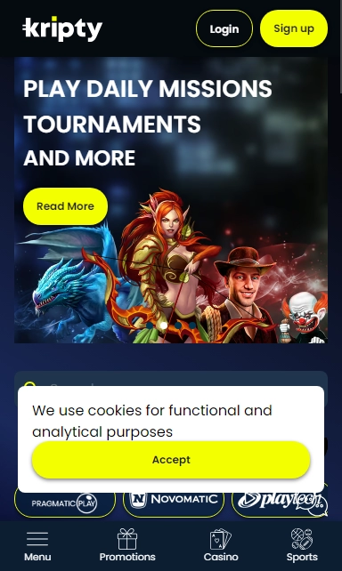Kripty Casino Mobile screenshot